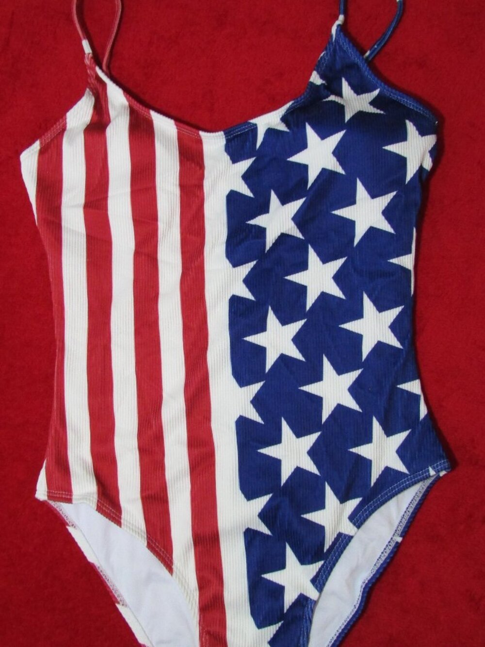 Patriotic Flag Swimsuit - Ribbed Coverage High Cut